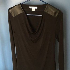 Liz Claiborne Black Leather Detail Blouse